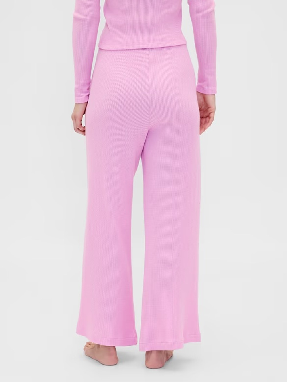 GAP Waffle Wide-Leg PJ Pant In Sugar Pink Size Medium - Picture 2 of 10